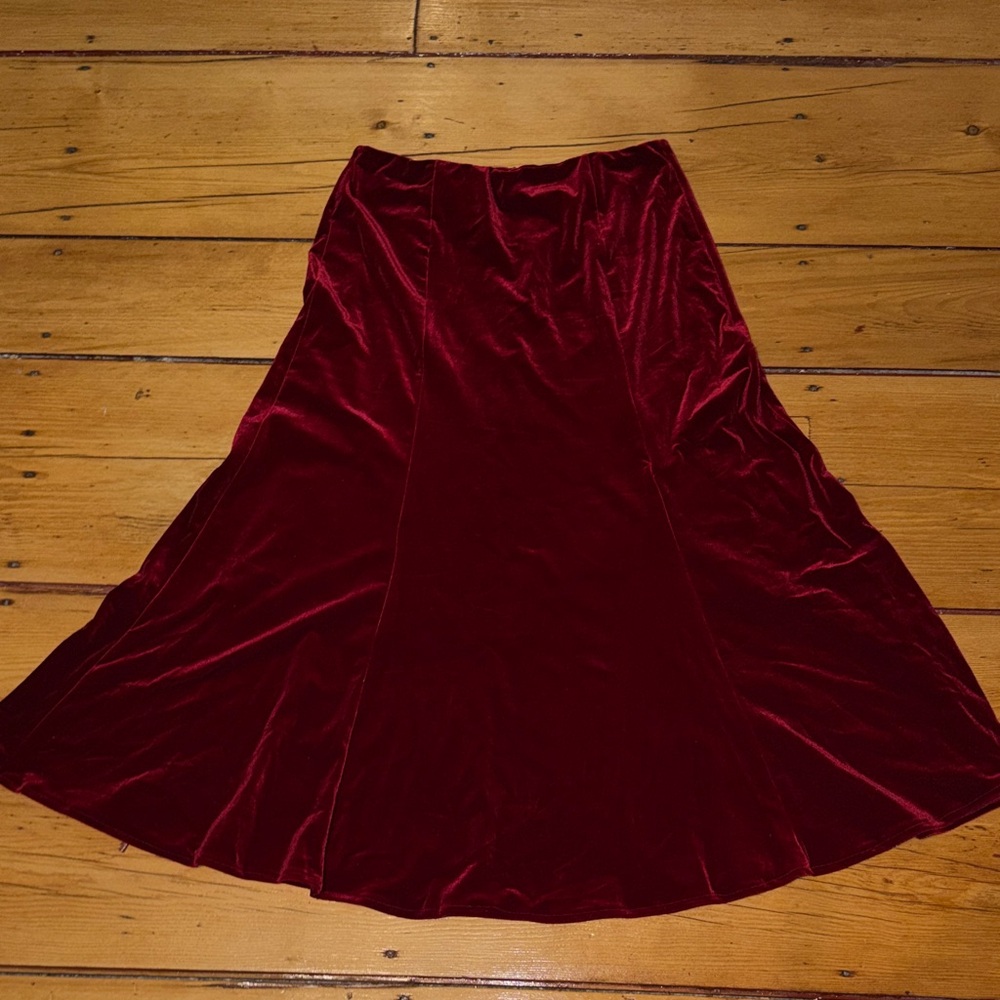 NWT Ebossy Velvet A-Line Skirt Burgundy